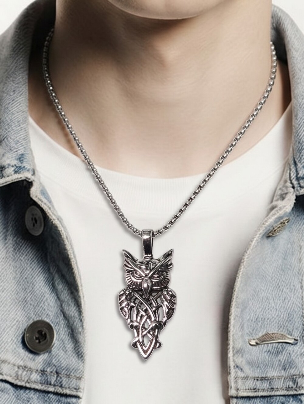 Viking Celtic Knot Owl Necklace – Stainless Steel Nordic Symbol Pendant Gothic